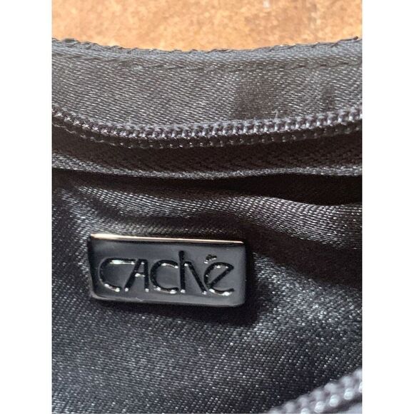 Vintage Cache Black Sequin Mini Baguette Bag Silver Chain Handle Event Purse - Picture 6 of 7